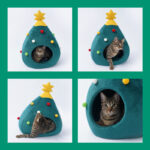 Christmas Tree Cat Bed - Festive & Cozy Felt Kennel for Cats & Small Pets 