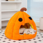 Cozy Pumpkin Cat Bed – Warm Small Cat Bed, Soft Sleeping Nest 