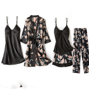 Women's Floral Satin Kimono Robe – Lightweight Sleepwear & Homewear