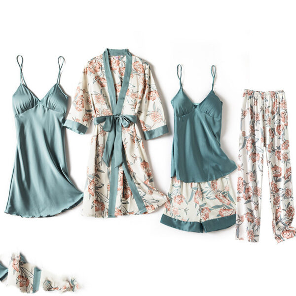 Women's Floral Satin Kimono Robe – Lightweight Sleepwear & Homewear - Image 2