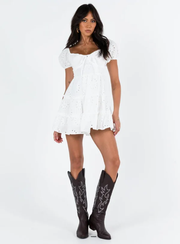 Kalulan White Broderie Anglaise Mini Dress - Image 4