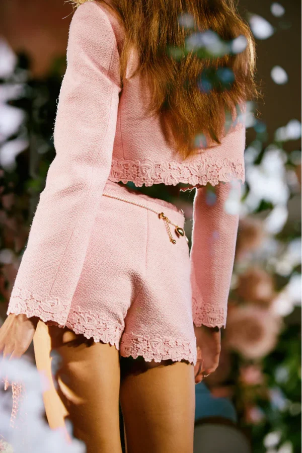 Kalulan Pink Tweed Lace-Trim Shorts - Image 2
