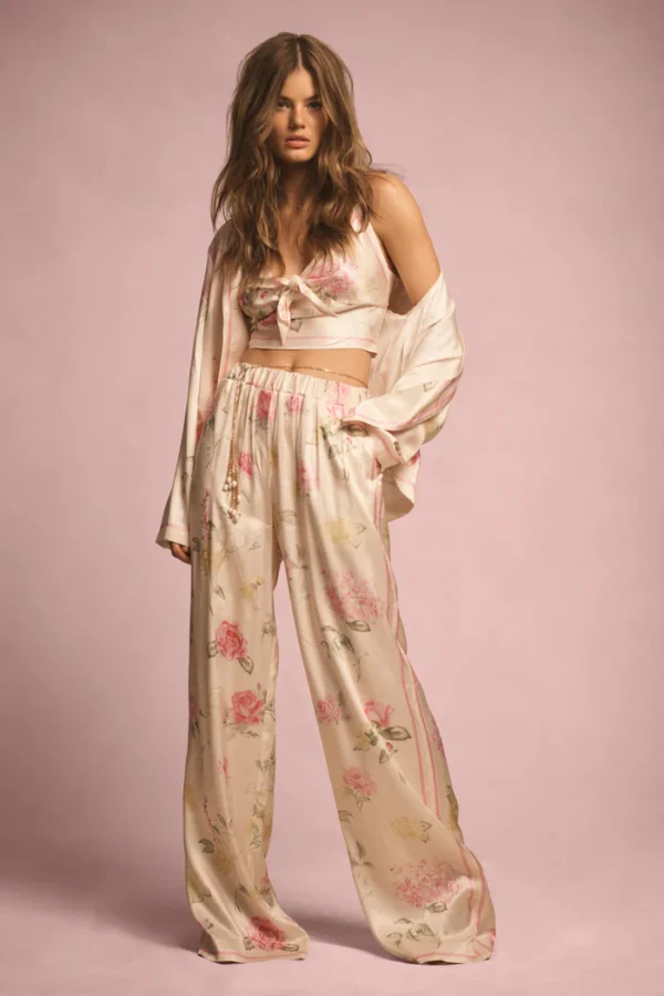 Kalulan Pastel Floral Wide-Leg Pants - Image 2
