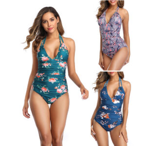 Solid Color One Piece Swimsuit Bikini