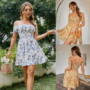 Collared Elegant Floral Dress for Holidays
