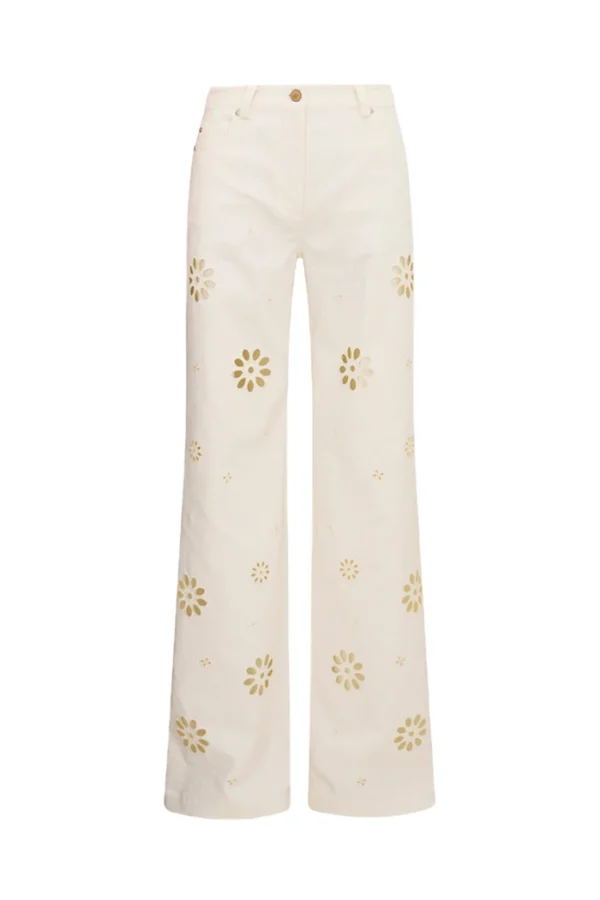 Kalulan White Floral Cutout Wide-Leg Pants - Image 3