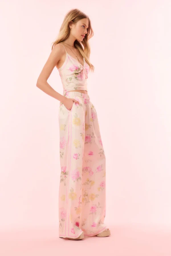 Kalulan Pastel Floral Wide-Leg Pants - Image 3