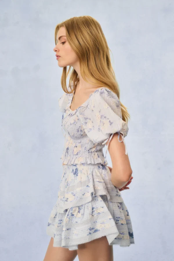 Kalulan White Cherry Embroidery Halter Top & Tiered Skirt Set - Image 2