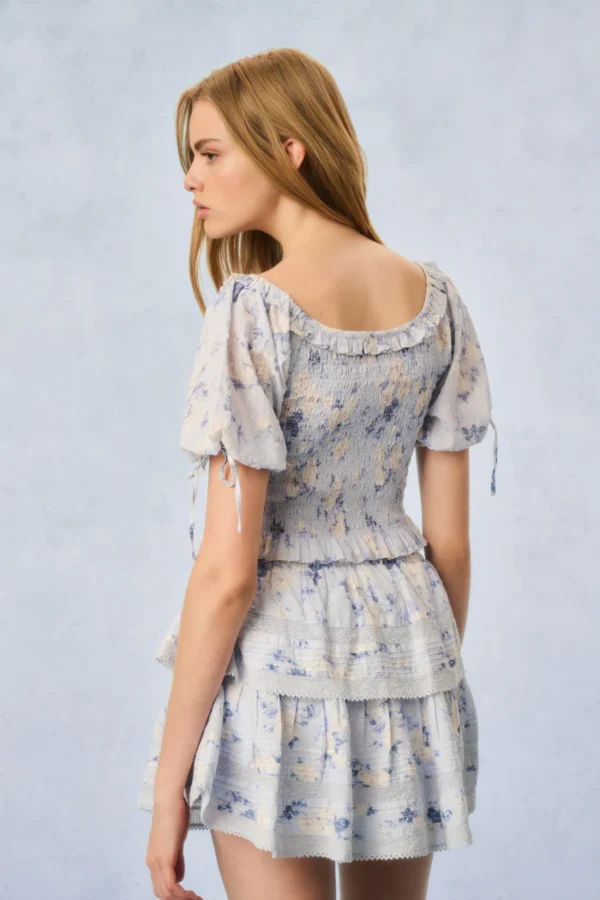 Kalulan White Cherry Embroidery Halter Top & Tiered Skirt Set - Image 3
