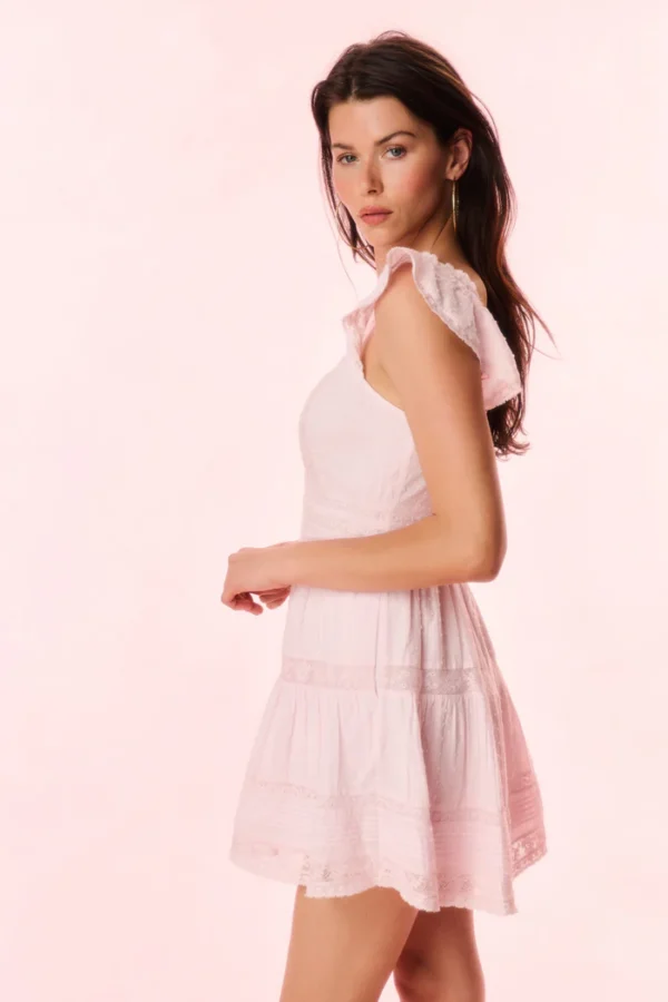 Kalulan Light Pink Lace-Trim Button-Front Mini Dress - Image 3