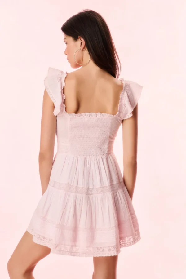 Kalulan Light Pink Lace-Trim Button-Front Mini Dress - Image 4