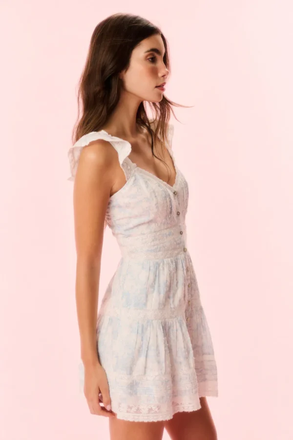 Kalulan Blue Floral Print Smocked Mini Dress - Image 5