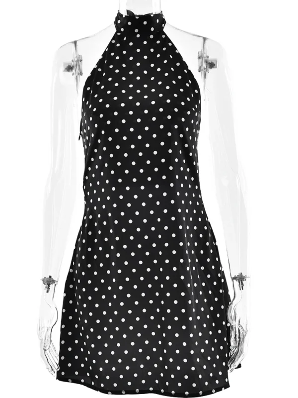 Polka Dot Halter Mini Dress - Image 6