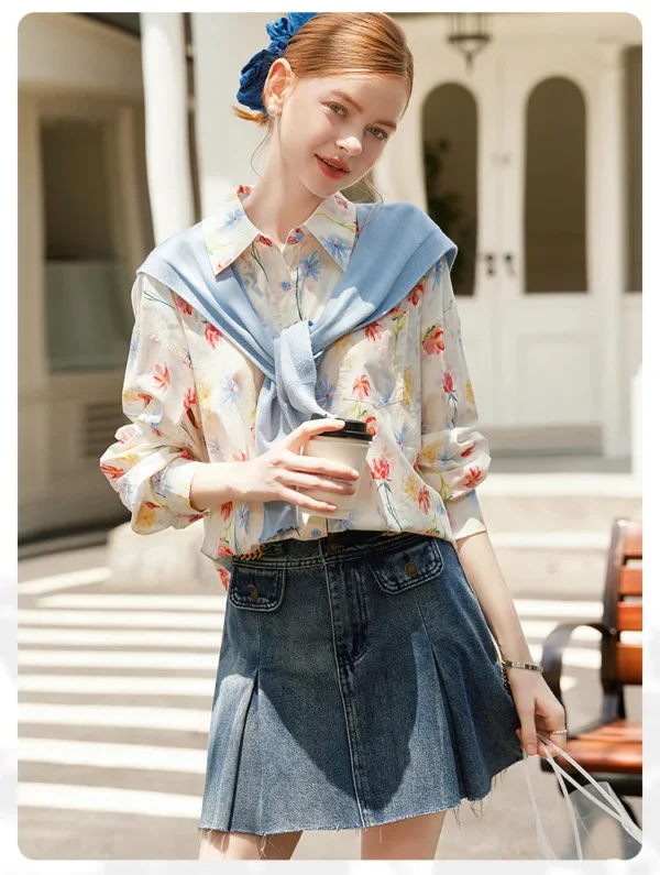 Floral Print Button-Up Shirt - Image 5