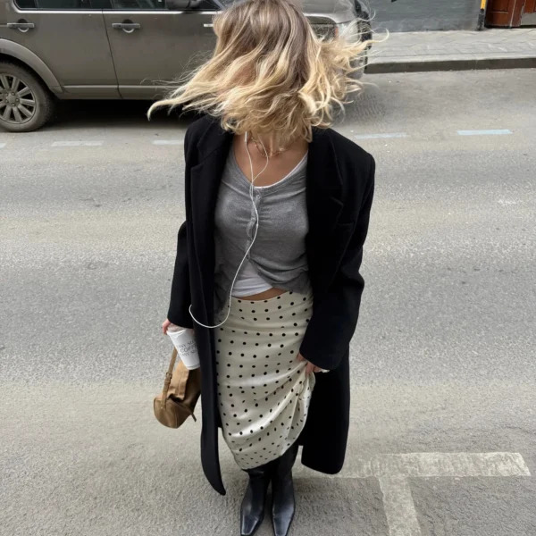 White Polka Dot A-Line Maxi Skirt - Image 7