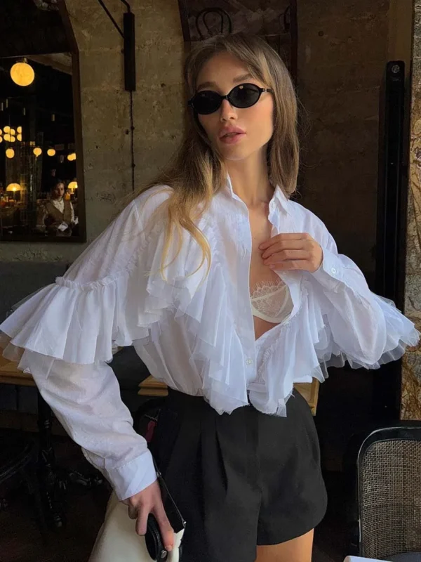 Ruffled Button-Up Shirt - Image 2