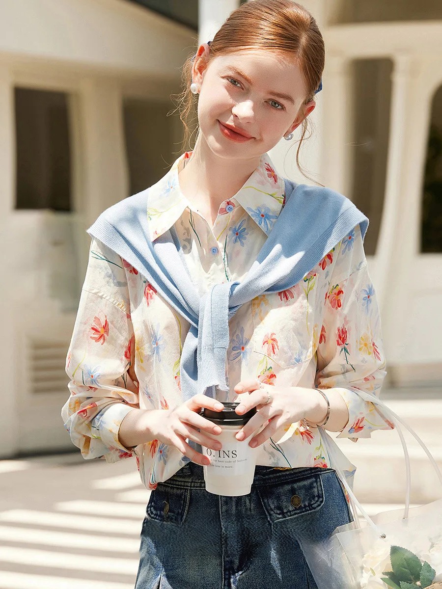 Floral Print Button-Up Shirt