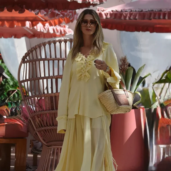 Pastel Yellow Ruffled Tunic Blouse - Image 5
