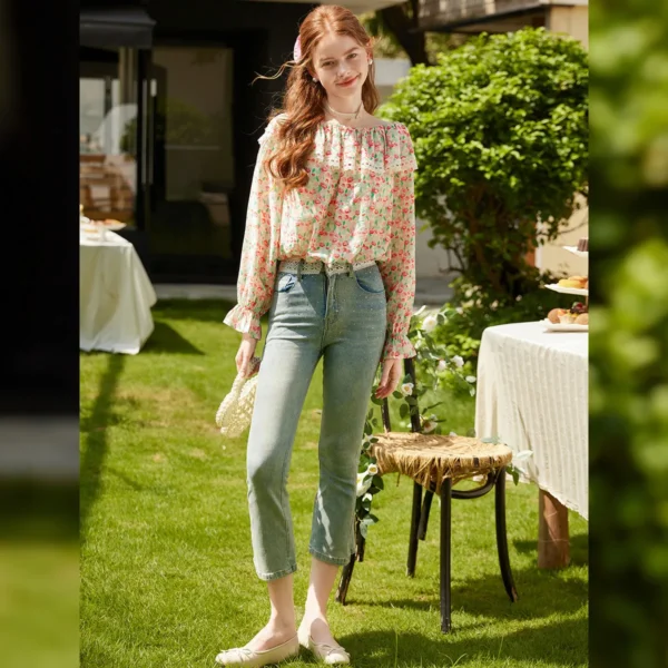 Floral Ruffle Long-Sleeve Blouse - Image 4