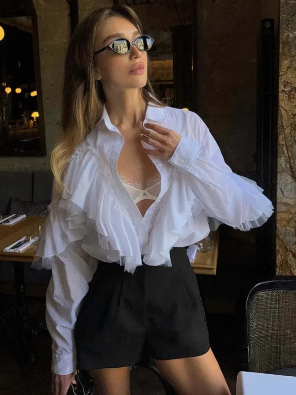 Ruffled Button-Up Shirt