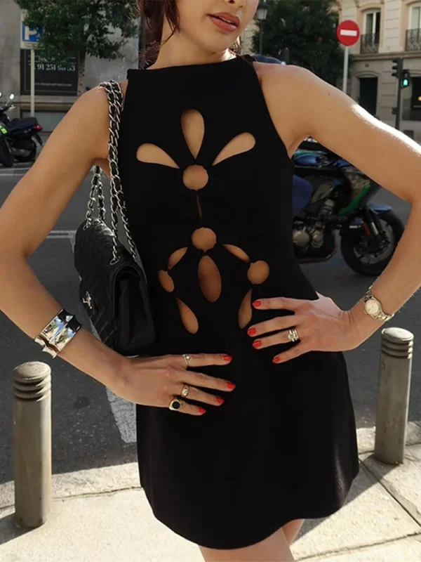Floral Cutout Knit Mini Dress - Image 10